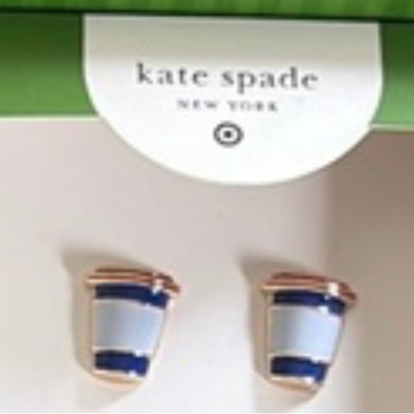 Kate Spade Navy Coffee Cup and Gold French Fry Stud Earrings (2 Pair) - Picture 2 of 3
